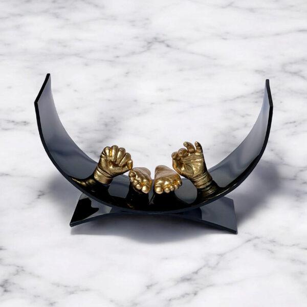 Baby / Couple Handcasting Luxury Art Piece With Base Semi Circle 12 inches Acrylic Black