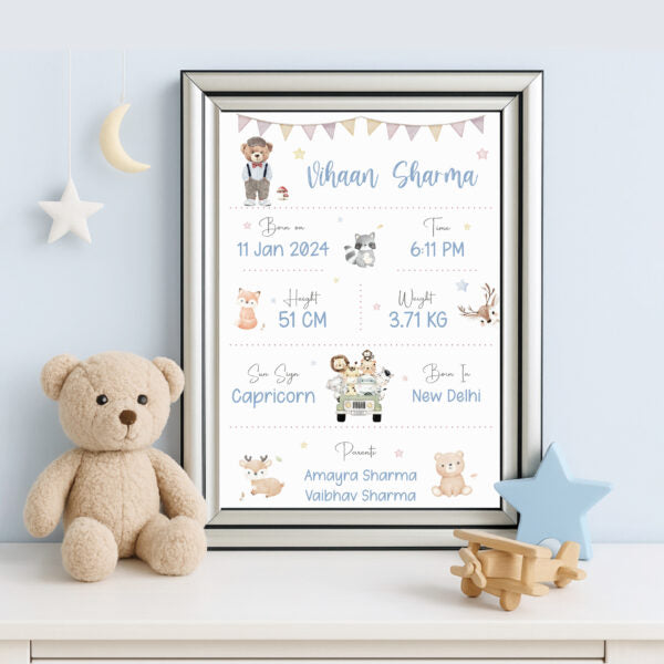 Personalized Baby Birth Frame - Birth Announcement & Newborn Details