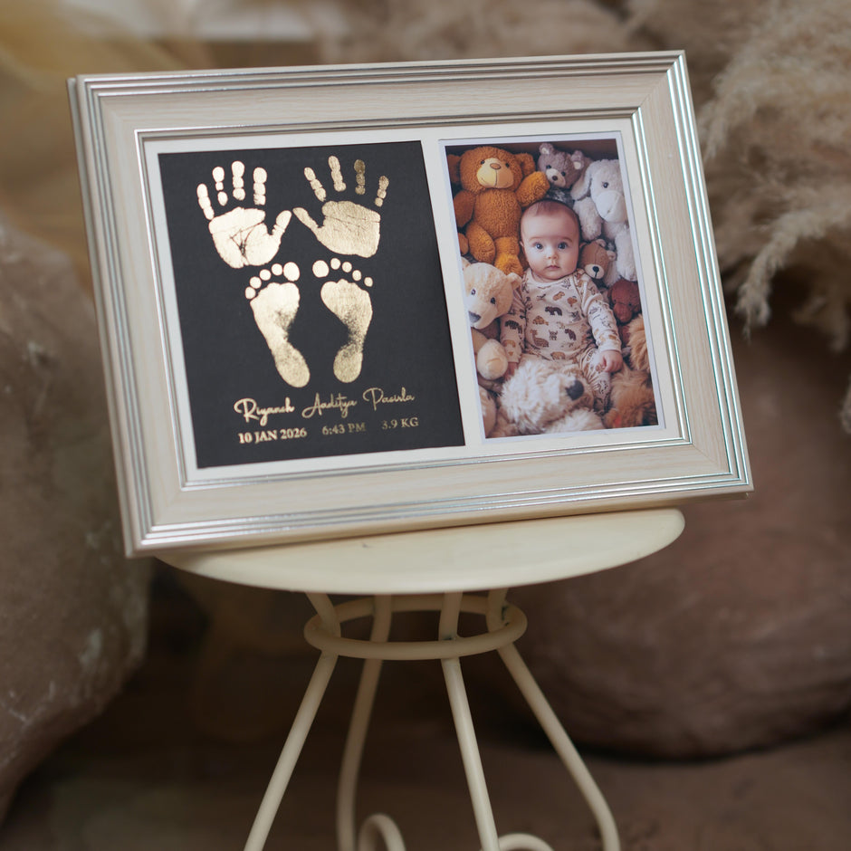 4 Units Metallic Imprint Frame For Baby (Both Hands & Feet)