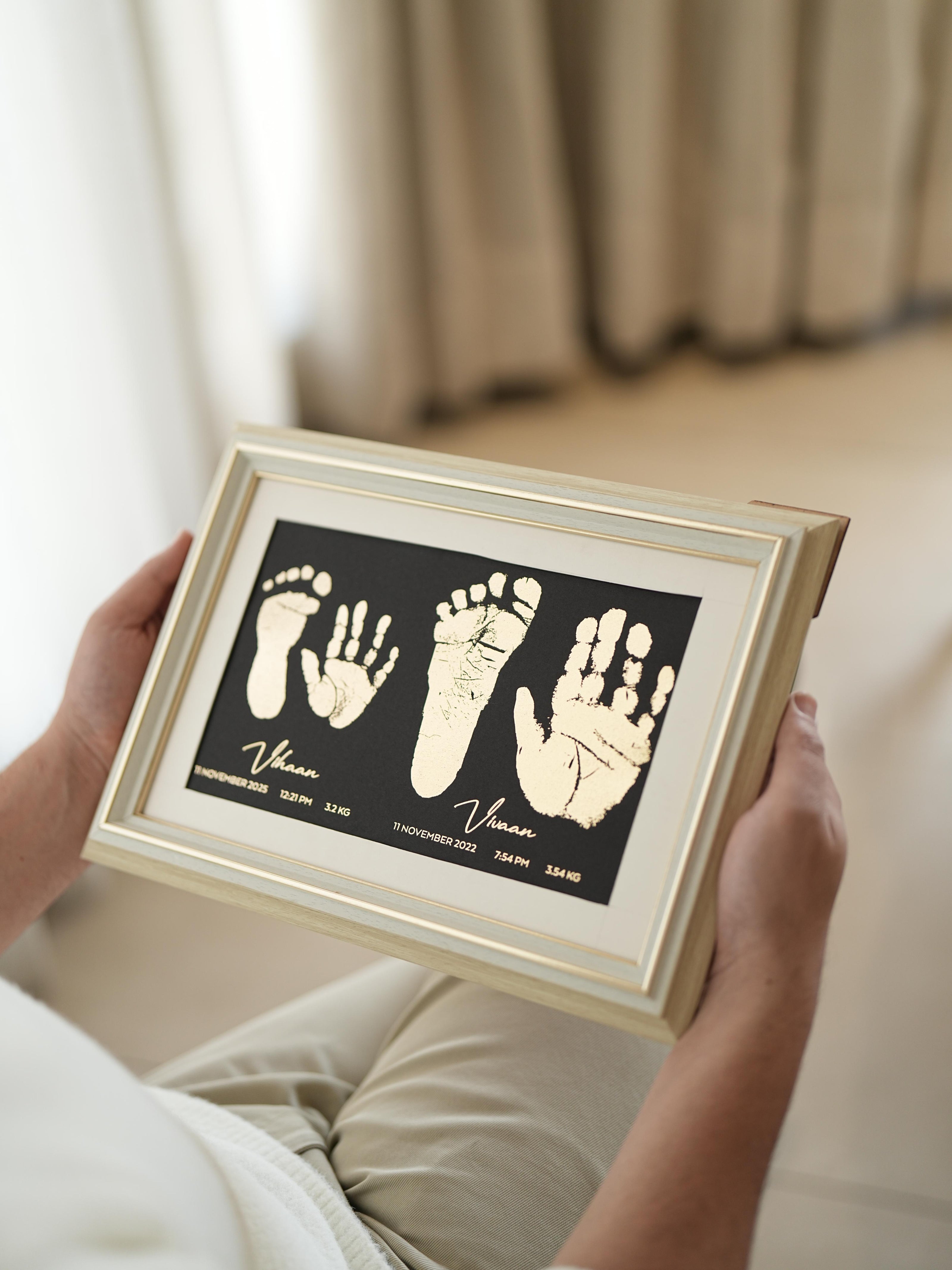4 Units Metallic Imprint Frame For Baby (Both Hands & Feet)