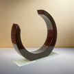 Couple Handcasting Luxury Art Piece With Base Full Cresent 12 inches Wooden Finish Brown
