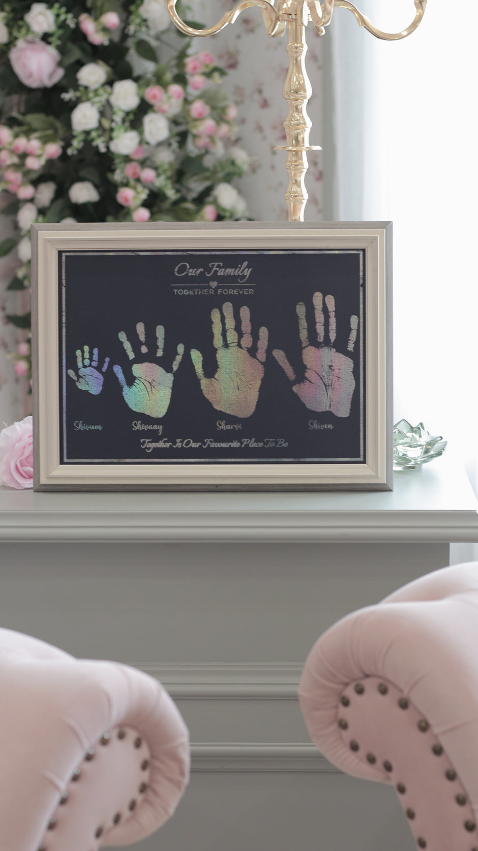 4 units Family Metallic Imprint Frame (mother, father & baby)