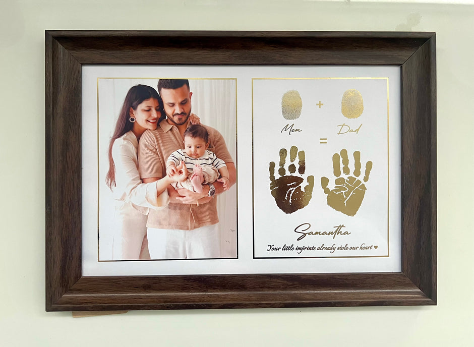 Family Signature Metallic Imprint Frame (1 Hand + 1 Foot + Parents Thumbprints)