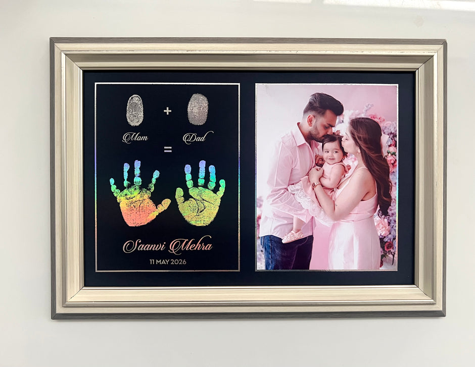 Family Signature Metallic Imprint Frame (1 Hand + 1 Foot + Parents Thumbprints)
