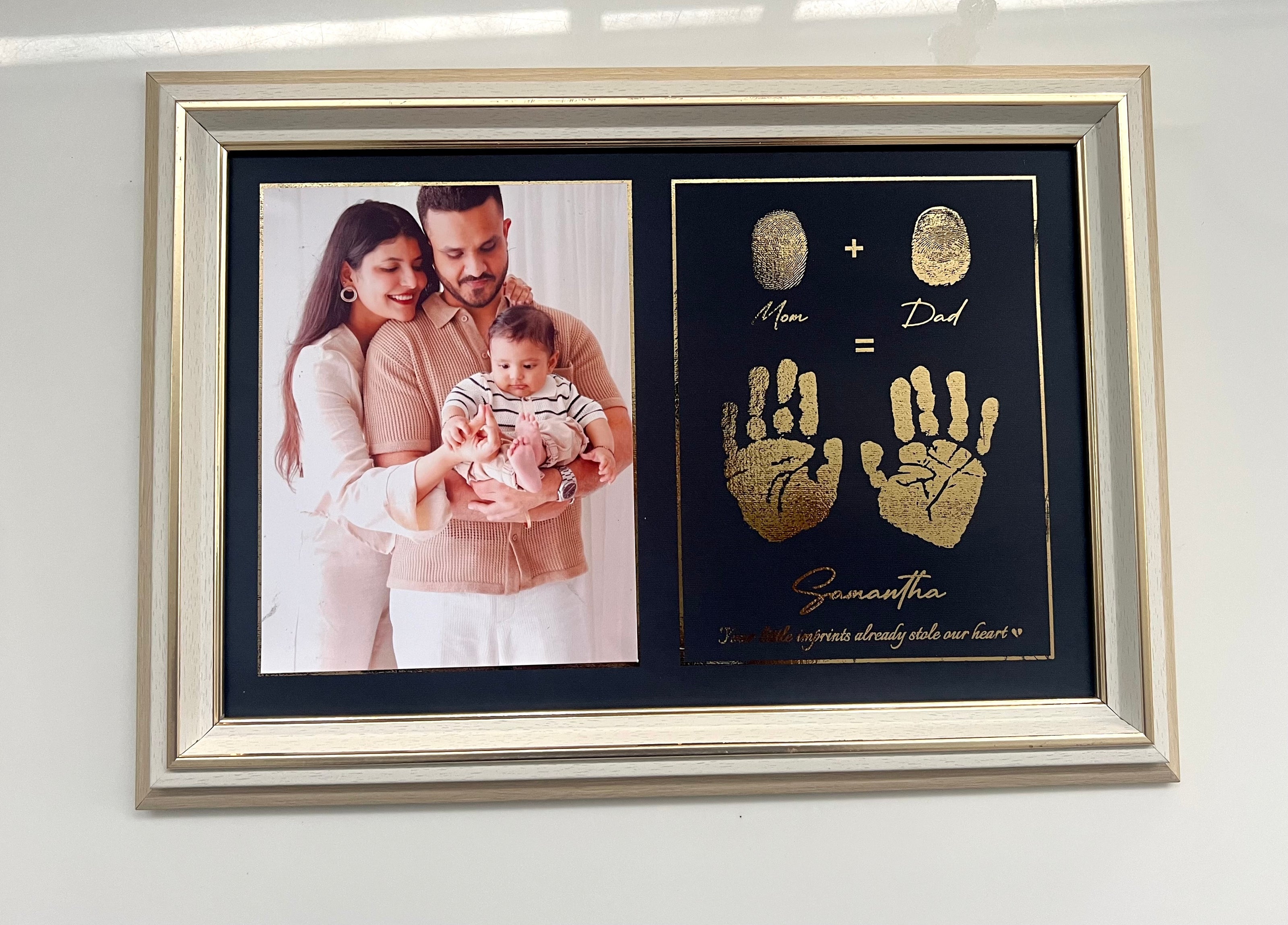 Family Signature Metallic Imprint Frame (1 Hand + 1 Foot + Parents Thumbprints)