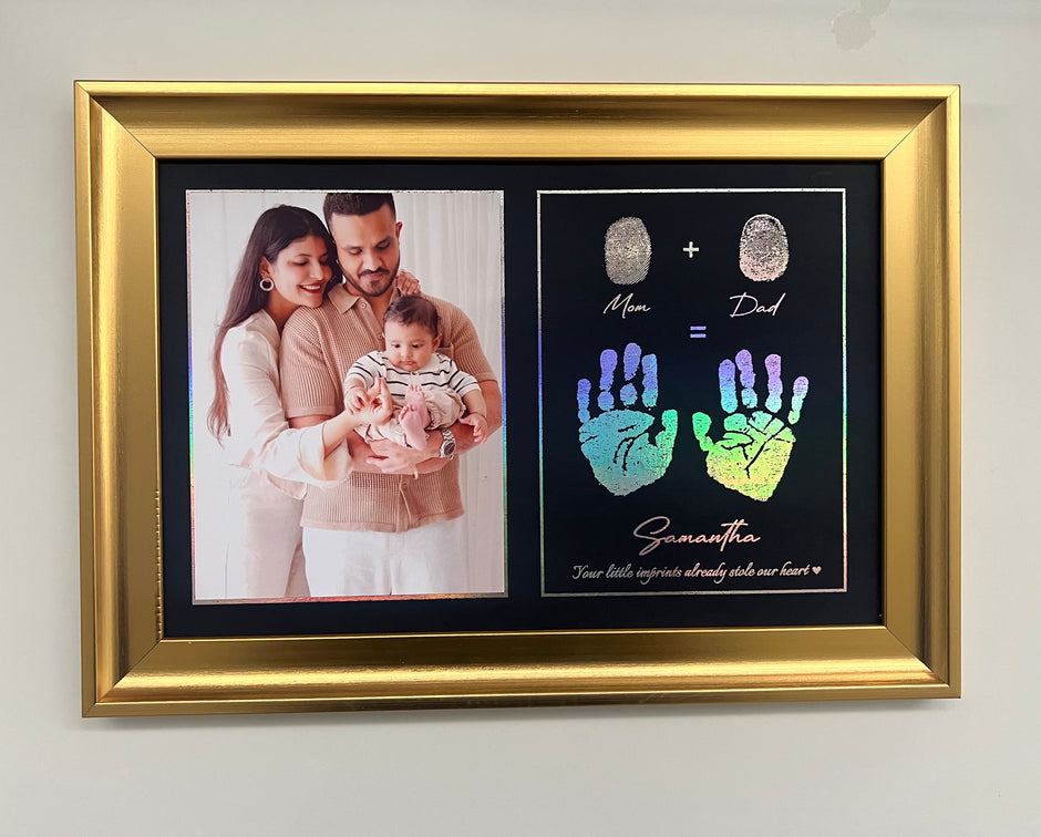 Family Signature Metallic Imprint Frame (1 Hand + 1 Foot + Parents Thumbprints)
